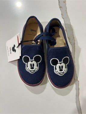 NWT Janie and Jack Disney Toddler Navy Mickey Canvas Slip-On Shoes Size 10